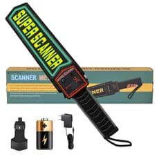 Detector de Metal Revista Segurança com Alarme Sonora e Vibração Alta Sensibilidade Metal Scanner PILHA+CARREGADOR