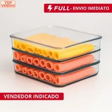 Porta Frios Presunto Queijo Kit Acrílico Resistente Duplex Duplo Com Tampa Hermético Empilhável