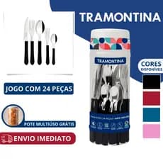 Jogo De Talheres Faqueiro Tramontina 24 Peças Aço Inox - New Kolor