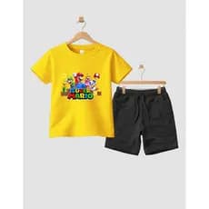 Camiseta Short Conjunto Infantil Super Mario Em Algodão Conjunto De Bermuda Juvenil Conjunto De Bermuda Juvenil