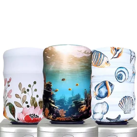 Capa de galão de água 20 Litros estampada elástica Fundo do mar peixes aquarelada