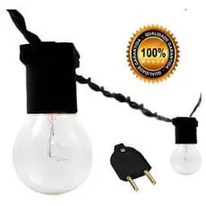 Kauff Varal Luzes Preto 10m C/ Plug Fêmea Cordão De Iluminação Gambiarra Festão Gambiarra Fio de Luz Rede de lampadas Cordão de Luzes Externo Eventos Sacada Jardim BohoChic  Festa Junina e Julina Arraial São João