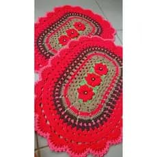 TAPETE PARA SALA, TAPETE PARA COZINHA, TAPETE PARA QUARTO,TAPETE PARA BANHEIRO  tapetes modelo 3 flores em crochê