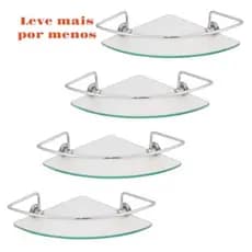 Kit 4 Prateleira Para Banheiro, Lavabo e Suíte Vidro, Porta Shampoo Canto Incolor 6mm Organizador De Box