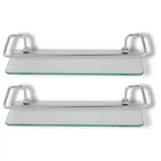Porta Shampoo Para Banheiro Reto Cromado Base De Vidro Incolor Kit Com 2 Unidades Organizador De Box