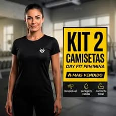 Kit com 2 Camisetas Dry Fit Femininas Academia Corrida Treino Caminhada Poliéster
