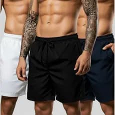 KIT 3 Bermudas  Masculina Academia  Short Tactel Treino Praia Casual