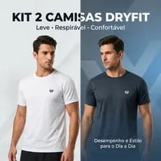 Kit 2 Camiseta Dry Fit Vinifit Masculina Adulto Academia Casual Lisa Do P Ao G3