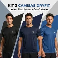 Kit 3 Camiseta Dry Fit Vinifit Masculina Básica Premium P Ao G3 Secagem rápida e toque leve