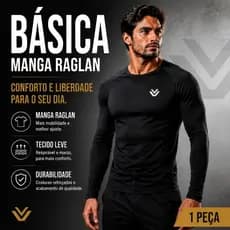 Camisa Térmica Masculina Vinifit Manga Blusa Longa Raglan Conforto Térmico P ao GG