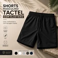 Shorts Bermuda Masculino Tactel com Elastano Academia Corrida Praia Secagem Rápida Cós Ajustável