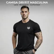 Camiseta Dry Fit Vinifit Masculina Adulto Academia Casual Lisa Alta Performance Plus Size