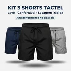 Kit 3 Bermuda Shorts Tactel Liso com Elastano Academia Corrida P ao GG
