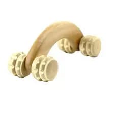 Rolo Massageador Madeira Pescoço Costas Massoterapeuta Relax Madeira Carrinho 4 Rodas