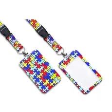 Kit Cordão Autismo com Porta Crachá Identificação Autista Personalizado