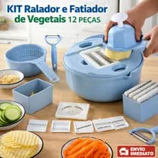 Kit Ralador e Fatiador de Vegetais com 12 Peças Multifuncional descascador cortador legumes frutas