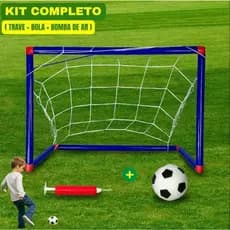 KIT Trave Futebol c/ Bola + Bomba Ar Brinquedo Esporte Diversão Golzinho para Crianças Chute a Gol