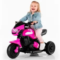 Mini Moto Elétrica Infantil Daily 6v bivolt com sons e músicas Triciclo Race - Rosa