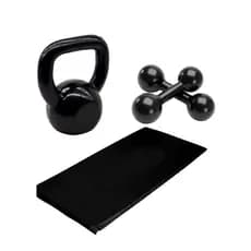 Kit Fitness | One Life Sports® | Colchonete + Halter 3kg + Kettlebell 6kg | Uso Residencial