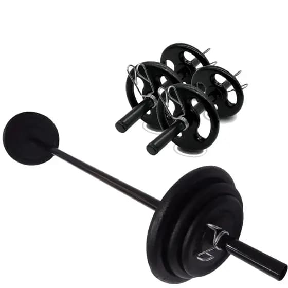 Kit Body Pump com Barra + Anilhas Emborrachadas 10 kg – One Life Sports® – Treino Funcional