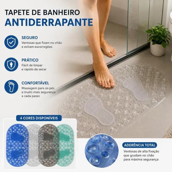Tapete Antiderrapante Ventosas Banheiro Chuveiro PVC 1 Unidade