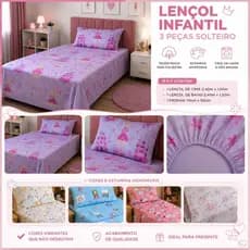 Jogo de Lençol Solteiro 03 Peças Infantil Juvenil MicroPercal Estampada Meninas