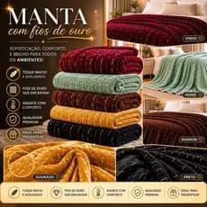 Cobertor Com Fios De Ouro Cama Casal Super Macia Ultrasoft Coleção Realeza