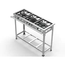 Fogão Industrial Aço Inox 430 Baixa Pressão 3 Bocas 2QS 1QD