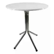 Mesa Bistrô Alta Bar Cozinha Tampo Branco Brilhante Cromada