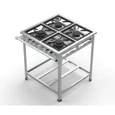 Fogão Industrial Aço Inox 430 Baixa Pressão 4 Bocas 2QS 2QD