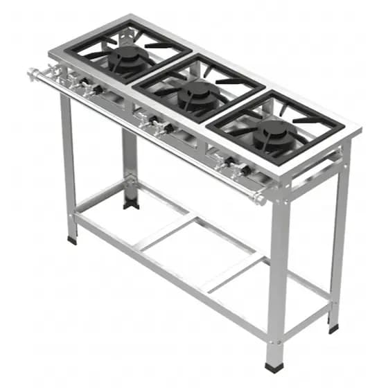Fogão 3 Bocas Baixa Pressão Inox 430 Industrial Gourmet