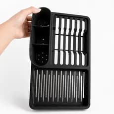 Escorredor de Louça Compacto Plástico Resistente com Porta Talheres Removível para Pratos e Copos