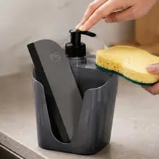 Dispenser Porta Detergente com Suporte para Bucha Esponja e Rodinho Pia Cozinha