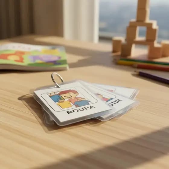 Cartões Autismo Infantil Rotina Visual 20 Cards frente verso Menino  37 figuras interativas dia a dia