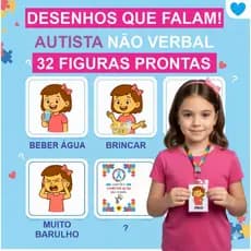 Chaveiro De Identificação Menina Autista Não Verbal  32 Cards Figuras Ansiedade social - Educação Infantil