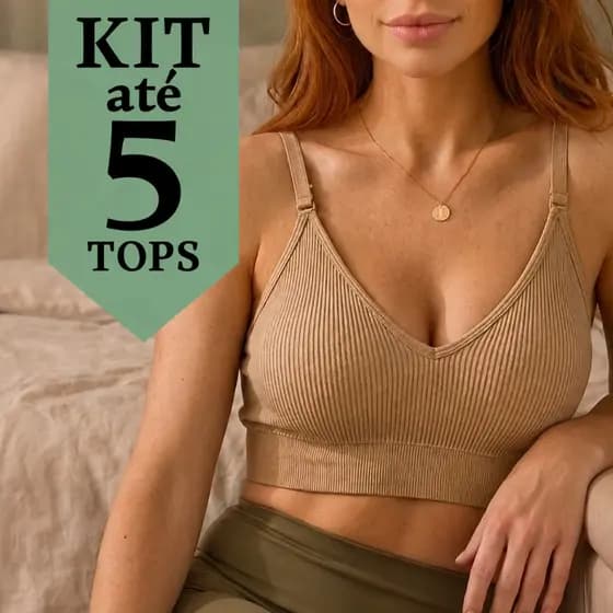 Kits até 5 Tops Feminino Canelado Com Bojo Removível Alça Ajustável Sustentação Leve Básico Versátil Sem Marcar