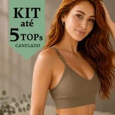 Kit Até 5 Tops Femininos Sem Costura Canelado com Bojo Removível em Poliamida Respirável para Academia e Dia a Dia