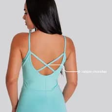 Macaquinho Fitness Feminino Não Transparente Poliamida Costas Trançada Confortável