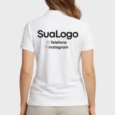 Camisa Camiseta Polo Feminina Baby Look + Logomarca Personalizada Camiseta Estampada
