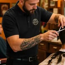 Camisa Barbeiro Camiseta Polo Vintage Barbershop Profissional Camiseta Barbeiro Preta