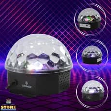Globo de Luzes para Festa Grande Luz RGB Giratória Som Bluetooth MP3 Decoração Aniversário