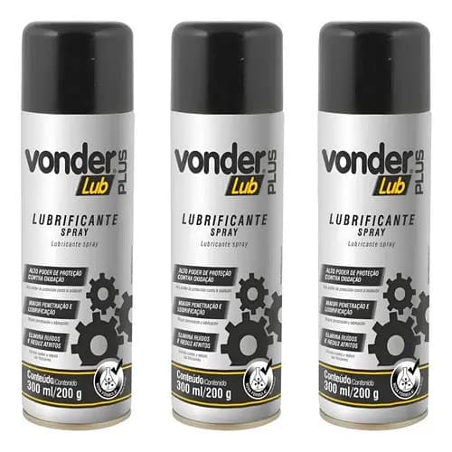 3 Lubrificante Spray Para Peças Lub Plus 300ml - Vonder