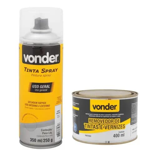 Kit Removedor Tintas E Vernizes + Tinta Spray Verniz Vonder