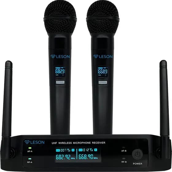 Microfone Sem Fio Duplo Leson Ls962 96 Canais Profissional