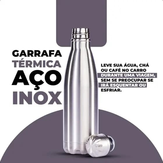 Vittak Garrafa de Água Térmica Inox Com Tampa 500ml ou 1L Squeeze Academia Viagem Dupla Camada Gelada
