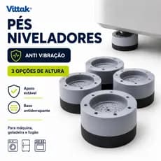 Kit Pé Nivelador Antivibração Para Lava e Seca Geladeira Secadora Fogão Máquina Lavar Frontal Nivelador Alto Empilhável