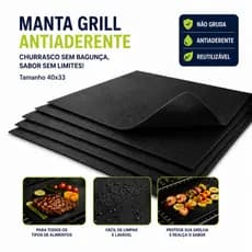 Vittak Manta Grill Tapete Churrasqueira Teflon Antiaderente Chapa Reutilizável Grelha 40x33 Grande