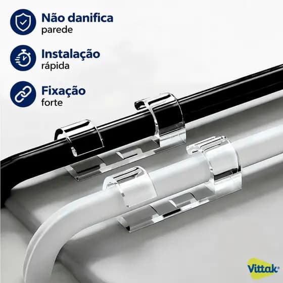 Vittak Clips Organizador de Cabos e Fios Adesivo Fixador de Parede Passa Fio Sem Furos - Kits 20, 40, 60 e 80 Unidades
