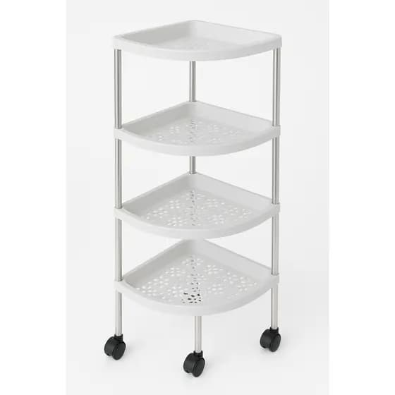 Carrinho Organizador Multiuso De Canto Com 4 Prateleiras  Rodinha Cor Branco
