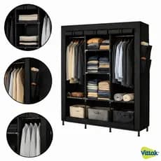 Vittak Guarda-Roupa Dobrável Portátil Organizador com 8 Prateleiras, 2 Cabideiros e Zíper – Para Roupas e Sapatos
